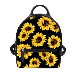 for u designs sunflowers printing womens pu leather backpack mini shoulder purse