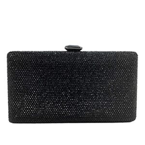 elegant women box clutch crystal evening bags wedding handbags bridal purse (black) small