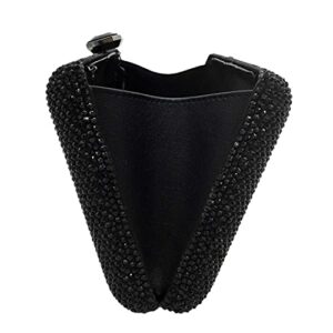 Elegant Women Box Clutch Crystal Evening Bags Wedding Handbags Bridal Purse (Black) Small