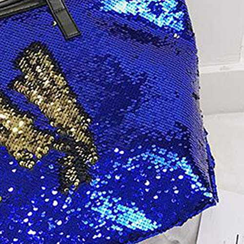 FENICAL Tote Sequins Shoulder Bag Glitter Handbag Flippy Large Tote Bag for Ladies Girls Women- Dark Blue (Random color of inner pattern)