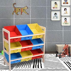 yescom kids toy storage organizer with 9 multi color bins foldable nonwoven toy organizer for playroom livingroom