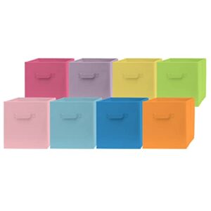 pomatree fabric storage bins – 8 pack – fun colored storage cubes | 2 reinforced handles | foldable cube baskets for home, kids room, nursery and playroom | closet and toys organization