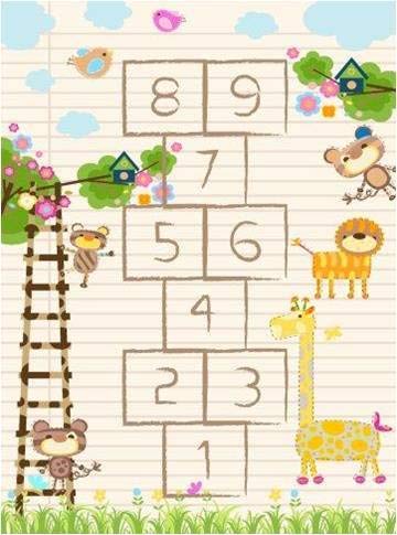 Ladole Rugs Distressed Numbers Pattern Animal Characters Area Rug - Soft Carpet for Kids Playroom, Little Girl, and Boy Bedroom, and Nursery - Cream and Multi, 6x9 (6'5" x 9'5", 200cm x 290cm)