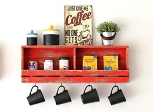 doug and cristy designs red rustic slatted wall shelf