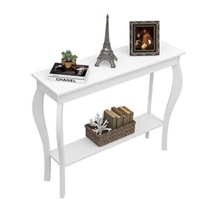 ChooChoo Narrow Console Table, Chic Accent Sofa Table, Entryway Table, White