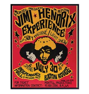 jimi hendrix vintage wall art print – great home decor for bedroom, den or office – perfect gift for him, music, woodstock and rock and roll fans – 8×10 photo – unframed