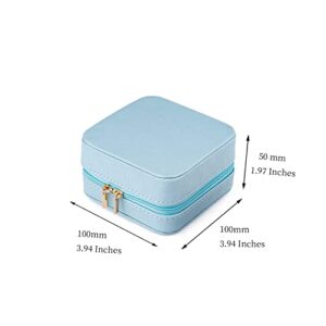 JIDUO Duomiila Small Jewelry Box, Travel Mini Organizer Portable Display Storage Case for Rings Earrings Necklace,Gifts for Girls Women (Blue-1)
