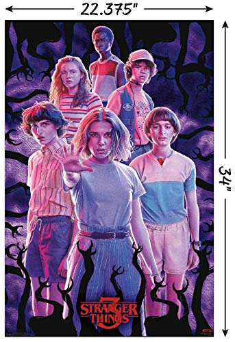 Trends International Netflix Stranger Things: Season 3 - Group Wall Poster, 22.375" x 34", Poster & Mount Bundle