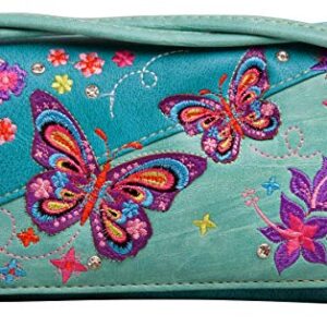 HW Collection Butterfly Purse Western Concealed Carry Country Handbag Wallet Set (Turquoise)