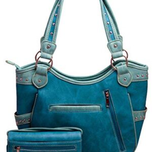 HW Collection Butterfly Purse Western Concealed Carry Country Handbag Wallet Set (Turquoise)