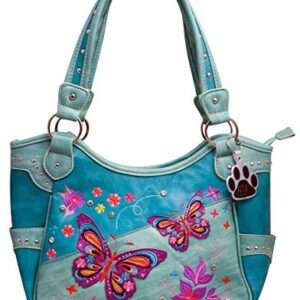 HW Collection Butterfly Purse Western Concealed Carry Country Handbag Wallet Set (Turquoise)