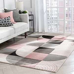 Well Woven Maggie Blush Pink Modern Geometric Dots & Boxes Pattern Area Rug 3x5 4x6 (3'11" x 5'3")