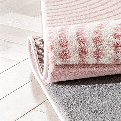 Well Woven Maggie Blush Pink Modern Geometric Dots & Boxes Pattern Area Rug 3x5 4x6 (3'11" x 5'3")