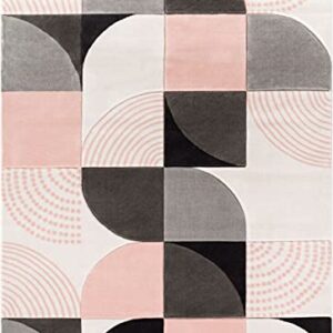 Well Woven Maggie Blush Pink Modern Geometric Dots & Boxes Pattern Area Rug 3x5 4x6 (3'11" x 5'3")