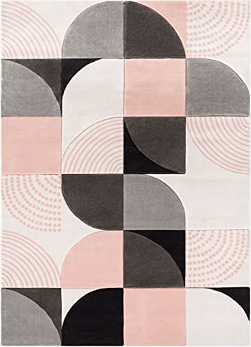 Well Woven Maggie Blush Pink Modern Geometric Dots & Boxes Pattern Area Rug 3x5 4x6 (3'11" x 5'3")