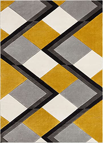 Well Woven Naya Gold Modern Geometric Diamond Boxes Pattern Area Rug