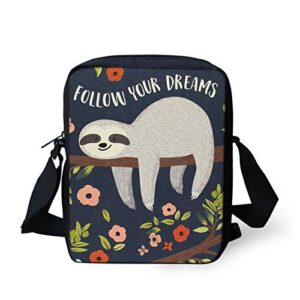 hugs idea follow your dream sloth crossbody slingbag purse tote shoulder travel bag handbag for women girls