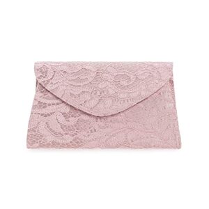 charming tailor classic lace clutch purse formal handbag evening bag for prom/wedding (pink)