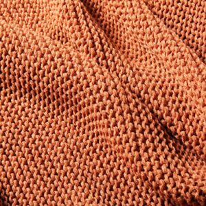 TREELY Knitted Throw Blanket Rust Orange Knit Throw Blanket for Couch Sofa Beach Chair, 50" x 60"