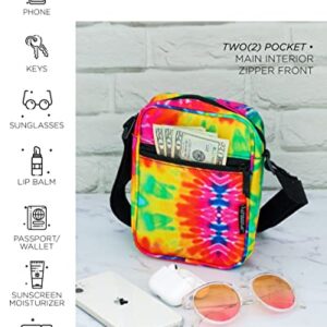 FYDELITY Small Crossbody Bag Men Women Sling Bag Festival Crossbody Bag for Men Women Sling Side Shoulder Bag 80s Crossbody Bag Festival Bag Tie Dye Crossbody Purse Crossbody Bag Tie Dye Crossbody Bag