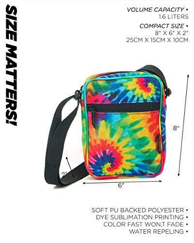 FYDELITY Small Crossbody Bag Men Women Sling Bag Festival Crossbody Bag for Men Women Sling Side Shoulder Bag 80s Crossbody Bag Festival Bag Tie Dye Crossbody Purse Crossbody Bag Tie Dye Crossbody Bag