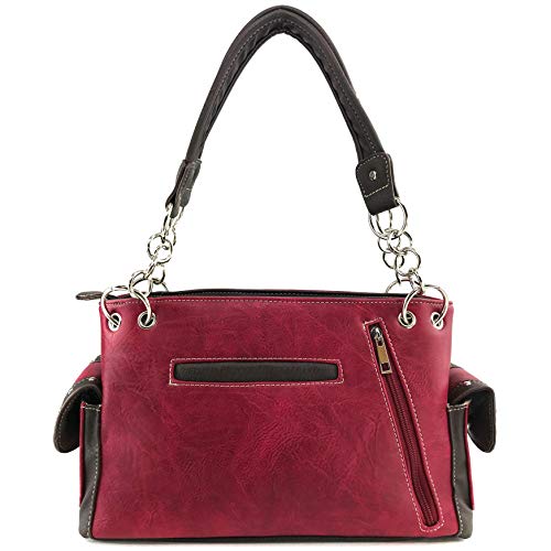 Zelris Western Moccasin Flower Buckle Women Conceal Carry Shoulder Handbag (Rose Red)