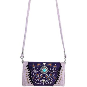 Zelris Spring Bloom Western Concho Women Conceal Carry Tote Handbag Purse Set (Purple)