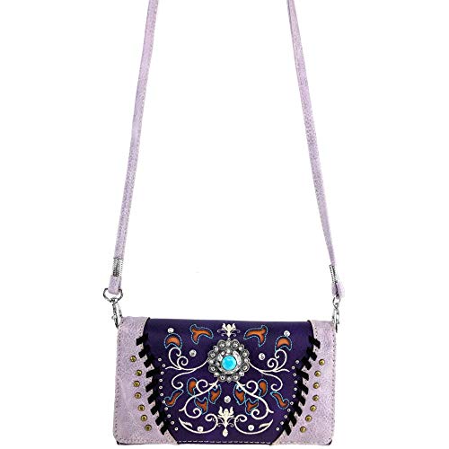 Zelris Spring Bloom Western Concho Women Conceal Carry Tote Handbag Purse Set (Purple)