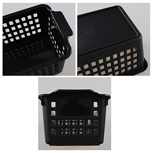 Idomy 6-Pack Slim Plastic Storage Trays Baskets, Black Small Storage Basket