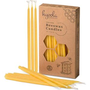 Hyoola Beeswax Birthday Candles – 50 Pack - Natural Dripless Decorative Candles with Long Lasting Burn – Elegant Taper Design, Soothing Scent – 6” Tall – Handmade in The USA