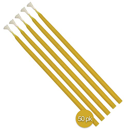 Hyoola Beeswax Birthday Candles – 50 Pack - Natural Dripless Decorative Candles with Long Lasting Burn – Elegant Taper Design, Soothing Scent – 6” Tall – Handmade in The USA