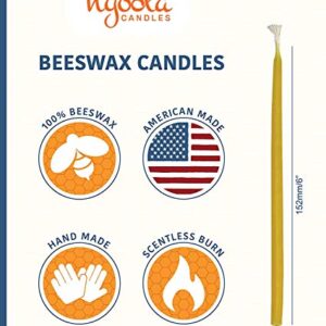 Hyoola Beeswax Birthday Candles – 50 Pack - Natural Dripless Decorative Candles with Long Lasting Burn – Elegant Taper Design, Soothing Scent – 6” Tall – Handmade in The USA