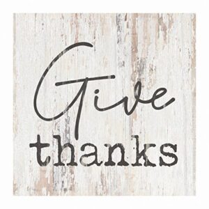 p. graham dunn give thanks rustic whitewash 3.5 x 3.5 inch pine wood tabletop block sign