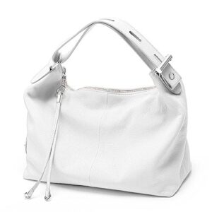 zency 6 colors fashion 100% genuine leather women shoulder bag ol style handbag lady casual tote (white)