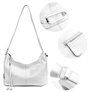 zency 6 Colors Fashion 100% Genuine Leather Women Shoulder Bag OL Style Handbag Lady Casual Tote (White)