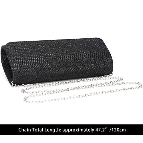 Outrip Women's Evening Bag Clutch Purse Glitter Party Wedding Handbag with Chain (Black)