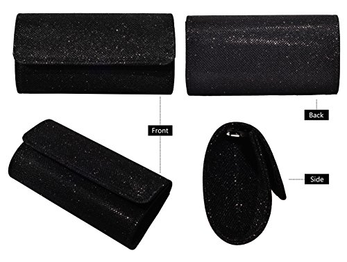 Outrip Women's Evening Bag Clutch Purse Glitter Party Wedding Handbag with Chain (Black)