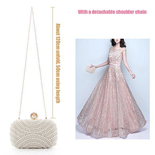 WPKLTMZ Womens Clutch Luxury Evening Bags Full Beaded Artificial Pearls Handbag for Wedding Parites Prom (A)