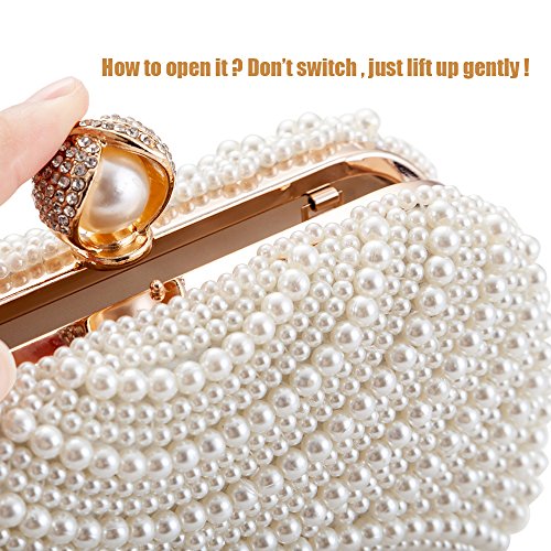 WPKLTMZ Womens Clutch Luxury Evening Bags Full Beaded Artificial Pearls Handbag for Wedding Parites Prom (A)