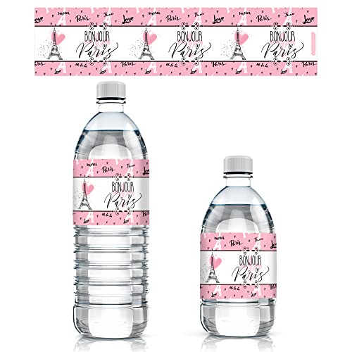 Paris Party Water Bottle Labels - 24 Stickers