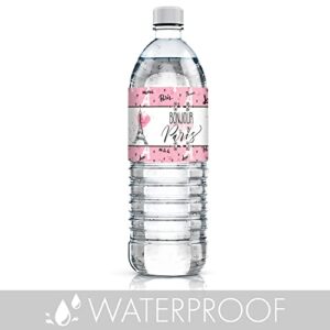 Paris Party Water Bottle Labels - 24 Stickers