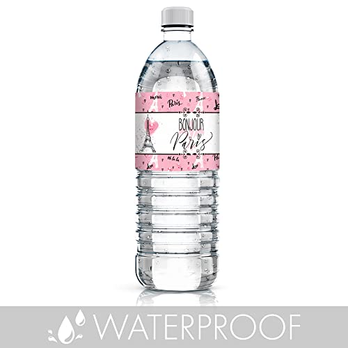 Paris Party Water Bottle Labels - 24 Stickers