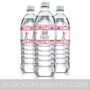 Paris Party Water Bottle Labels - 24 Stickers