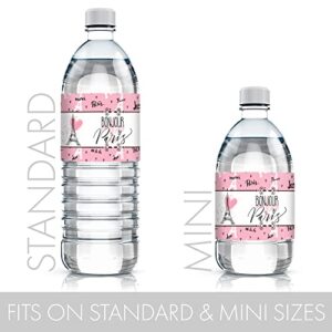 Paris Party Water Bottle Labels - 24 Stickers