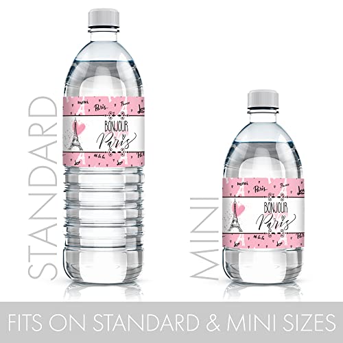 Paris Party Water Bottle Labels - 24 Stickers