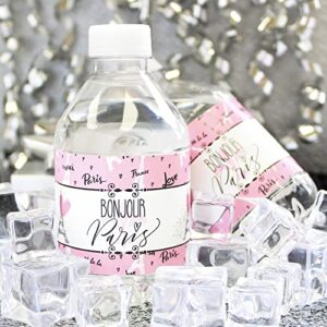 Paris Party Water Bottle Labels - 24 Stickers