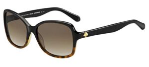 kate spade new york women’s ayleen rectangular sunglasses, black havana, 56 mm