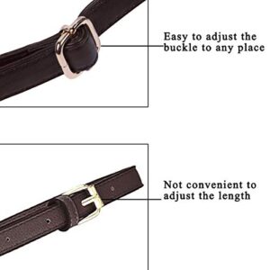 BEAULEGAN Purse Strap Replacement - Full Grain Microfiber Leather - 59 Inch Long Adjustable for Crossbody Shoulder Bag - 0.7 Inch Wide, Dark Brown/Gold