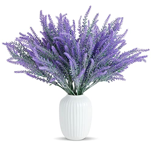 12 Bundles Artificial Lavender Flowers, Wild Purple Fake Plants for Bouquets for Wedding, Easter Decorations, Door Wreaths, Farmhouse Home Decor (14 x 2 x 3 in)