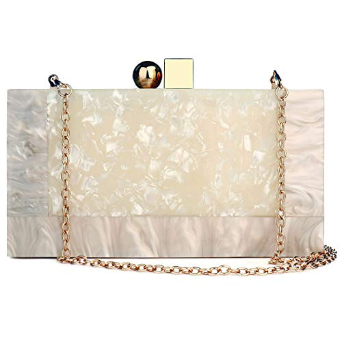 Black and White Purse Acrylic Clutch Evening Handbags Crossbody Bags for Women (Gold)